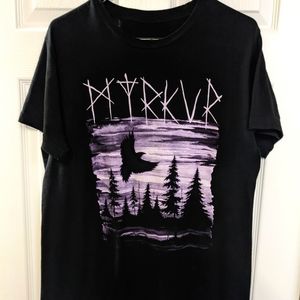 Myrkur Black Metal / Folk Music band - Purple/ Lavender Raven Forest Tee, Black